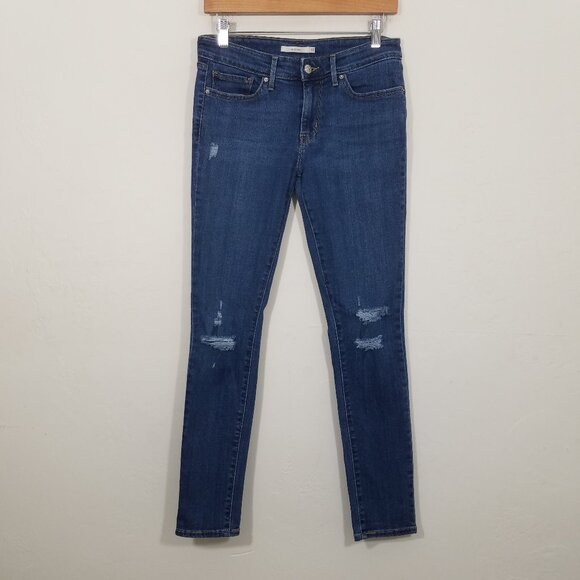Levi's 711 Skinny Stretch Distressed Jeans Blue Size 28 - Picture 1 of 6